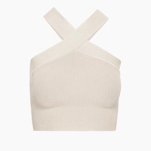 ARITZIA BABATON Sculpt Knit Criss Cross Cropped Tank - size S - matte pearl
